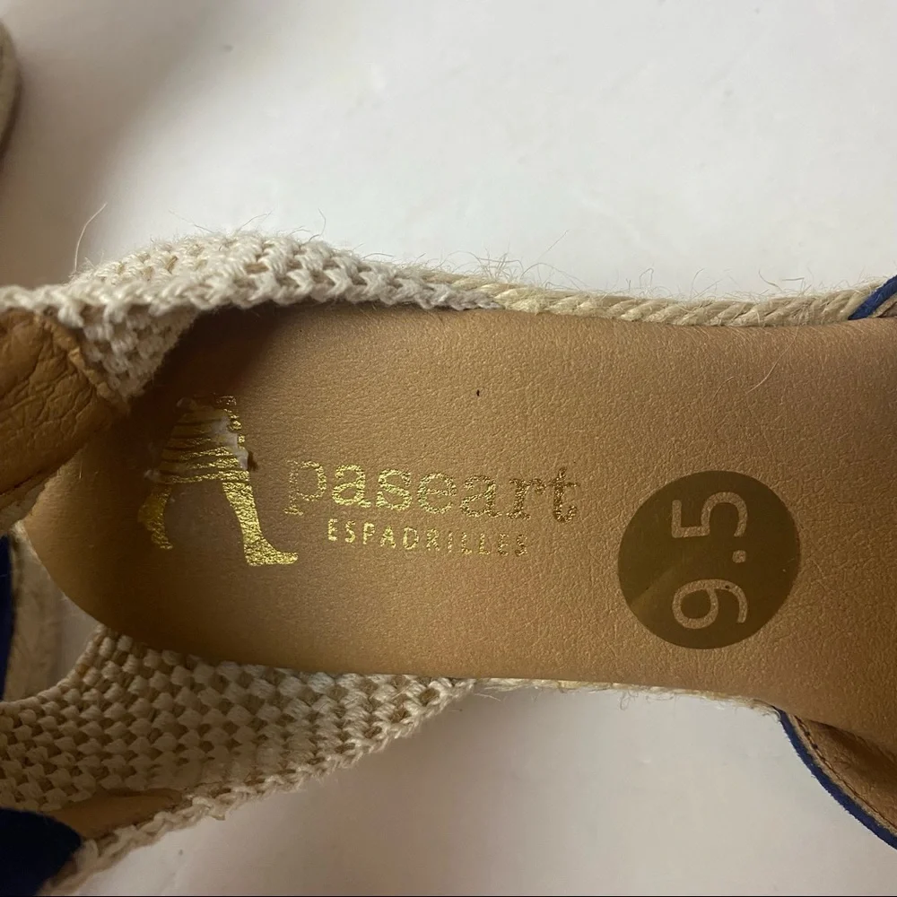 Paseart Espadrilles Sandals Navy Blue Strappy Sandals Suede Size 9.5 41 Spain